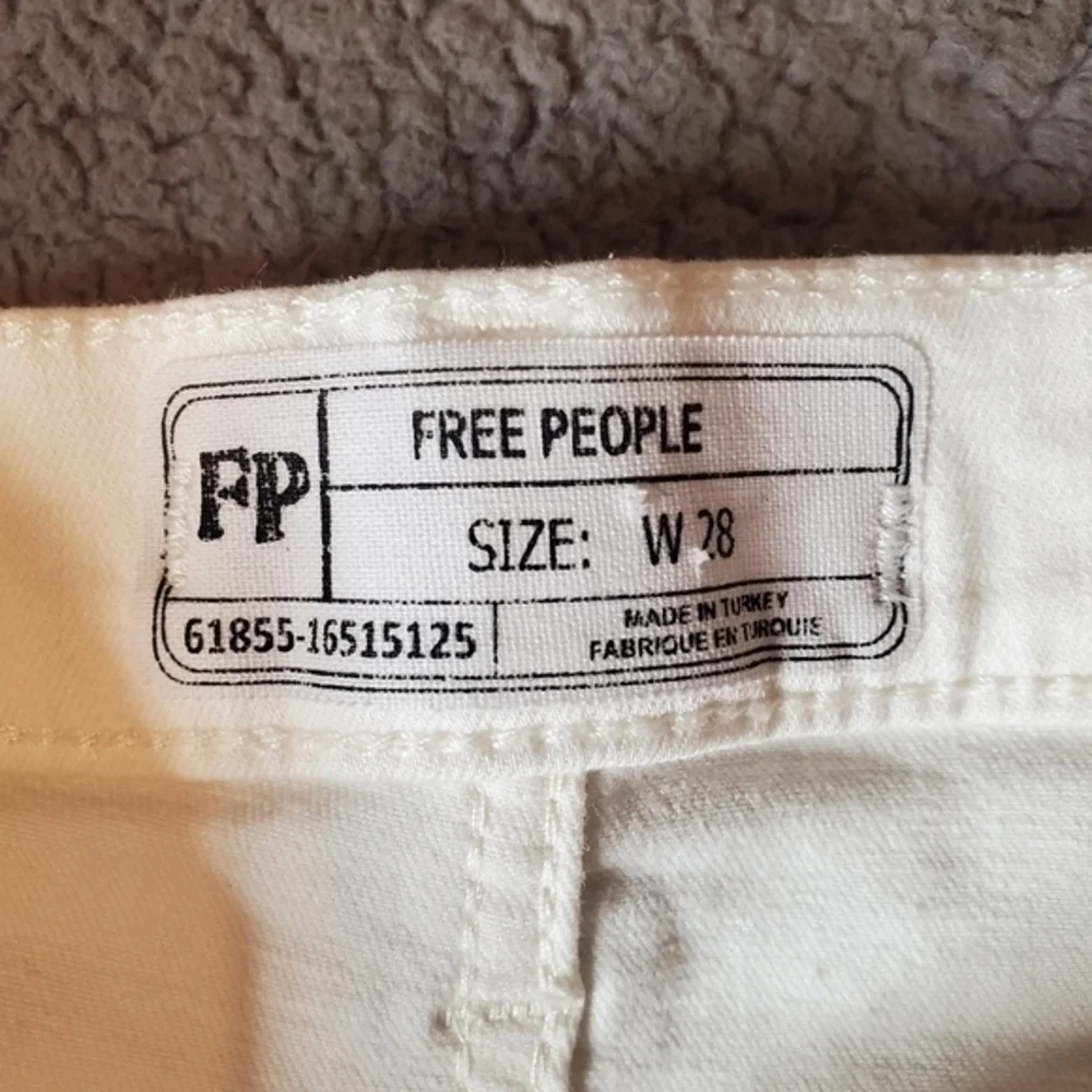 Free People Off White High Rise Raw Hem Jeans